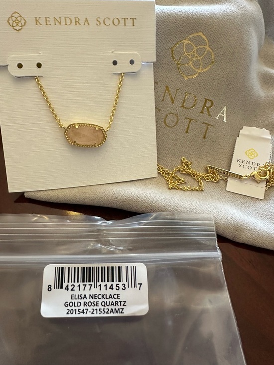 Kendra Scott Jewelry - Kendra Scott Elisa Gold‎ w/ Rose Quartz Necklace NEW